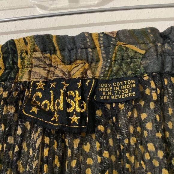 Gold Star Vintage Bohemian Hippie Indie Asian Inspired Wearable Art Maxi Skirt - Picture 7 of 8